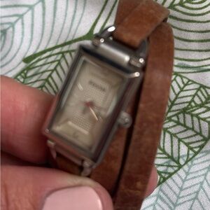 Fossil Tan Leather Double Wrap Watch-boho style